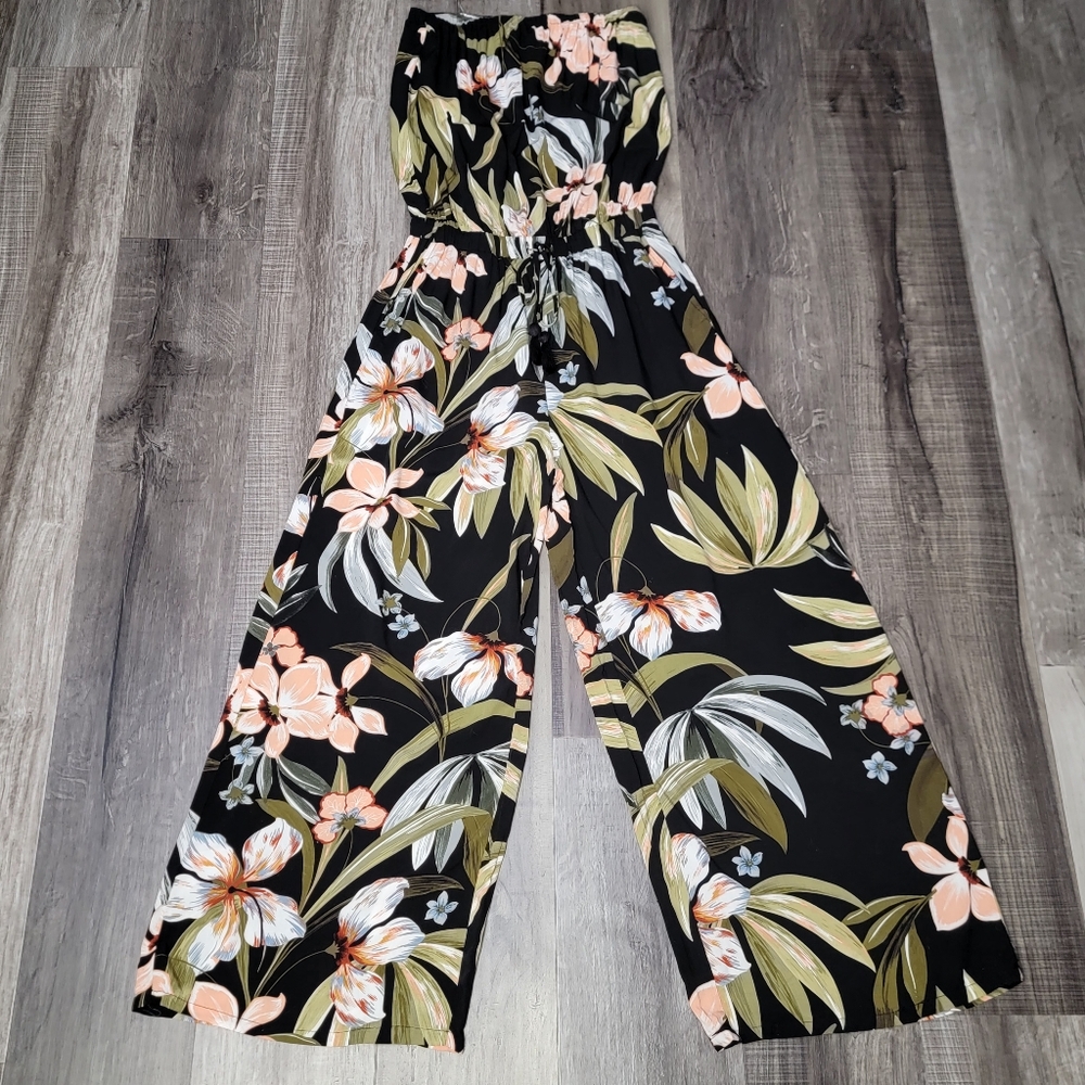 Blue Island Strapless Floral Jumpsuit